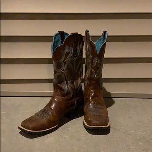 Brown and Teal Ariat Boots